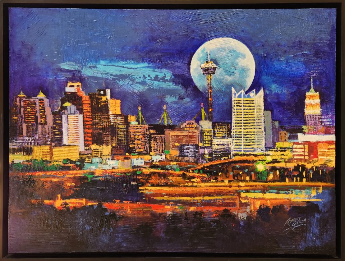 San Antonio Skyline IV- Robert Garza - 38.5" x 50.5" - Acrylic & Oil Canvas