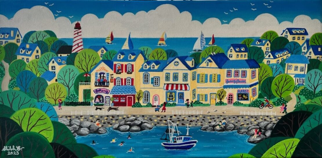 Bayside Hamlet - Shiloh Burgart - 10" x 21" - Acrylic on Canvas