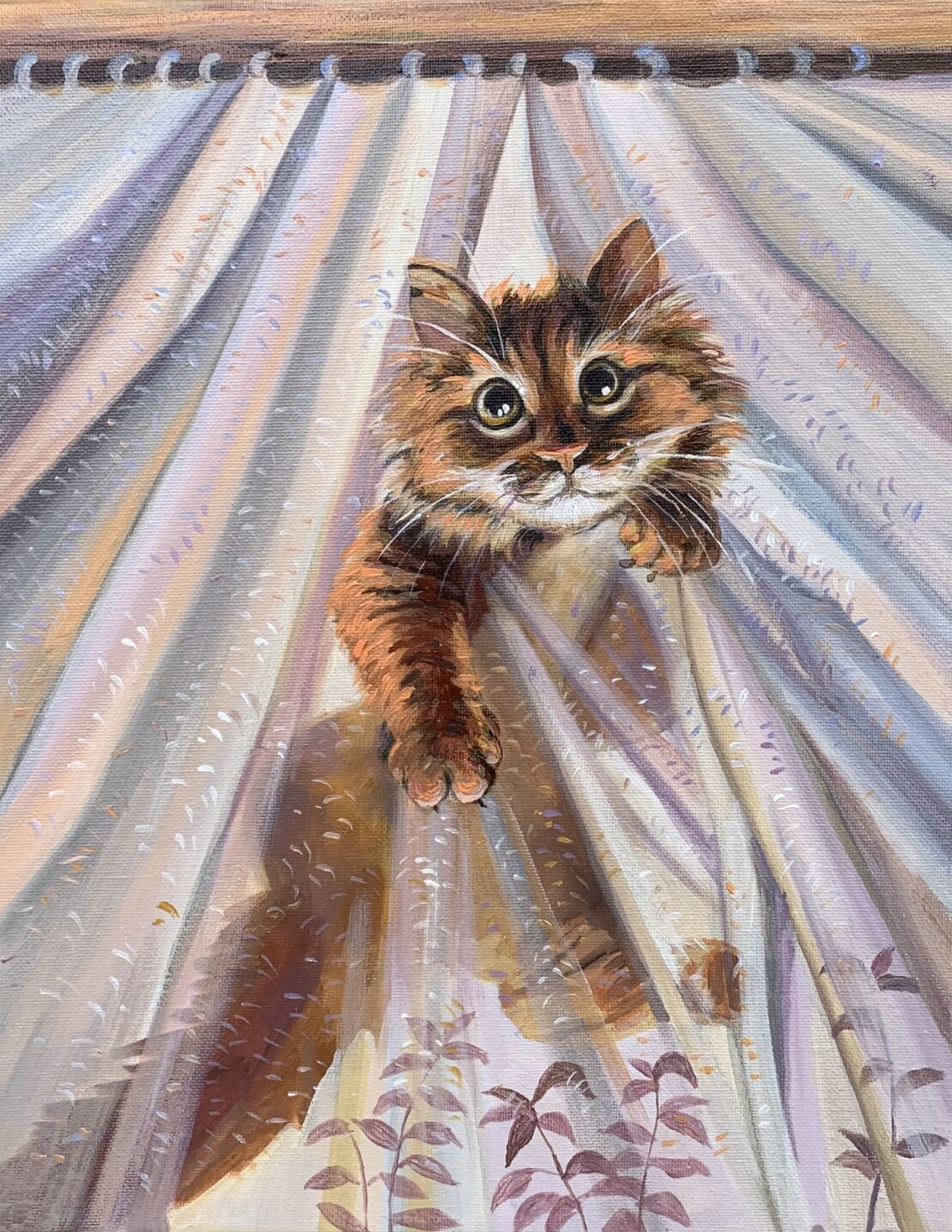 Curious Kitten - Olha Mosieieva - 14" x 11" - Oil on Canvas