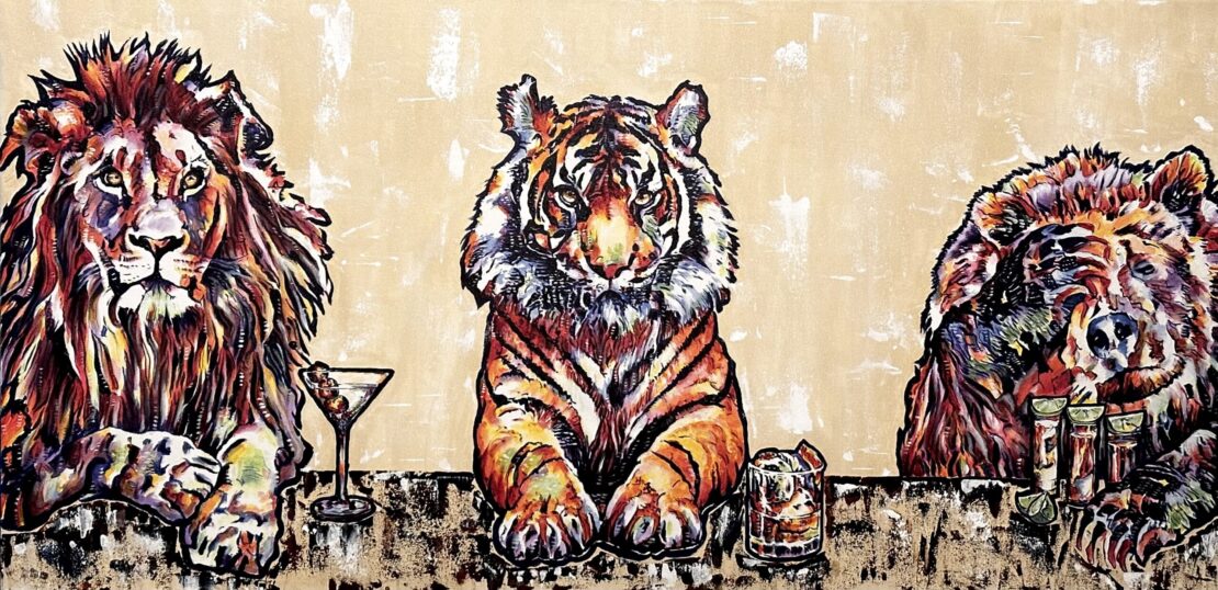 Lions, Tigers, and Bears... - Jose Antonio Ayala - 24" x 48" - Acrylic on Gallery Wrapped Canvas