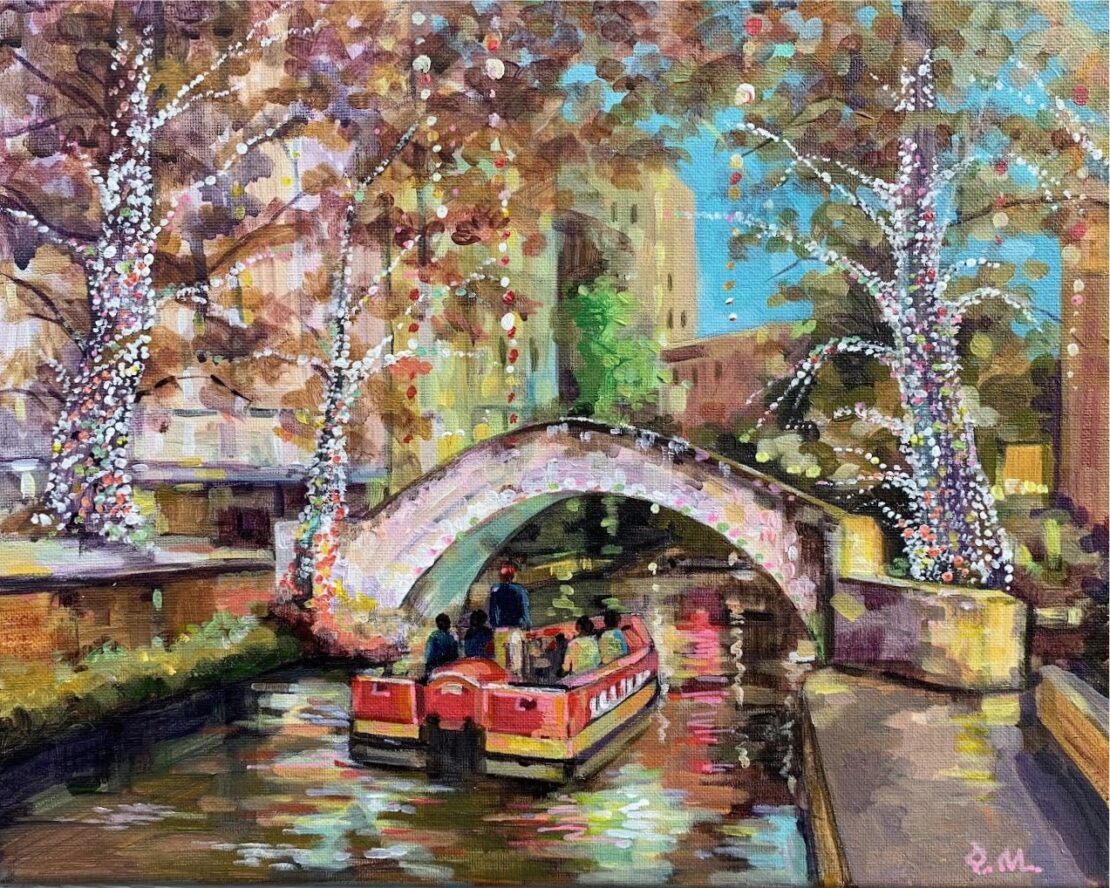 River Walk Boat - Olha Mosieieva - 11" x 14" - Oil on Canvas