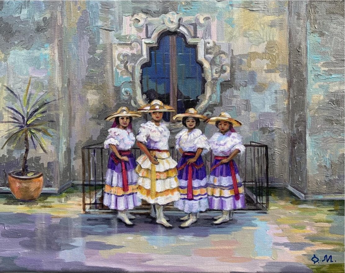 Rose Window Dancers - Olha Mosieieva - 11" x 14" - Oil on Canvas