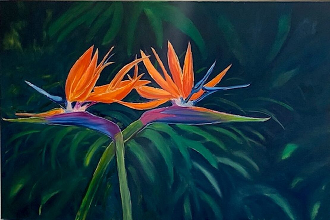 Crane Flowers 2 - Jeffrey Neel McDaniel - 24" x 36" - Oil on Gallery wrapped Canvas