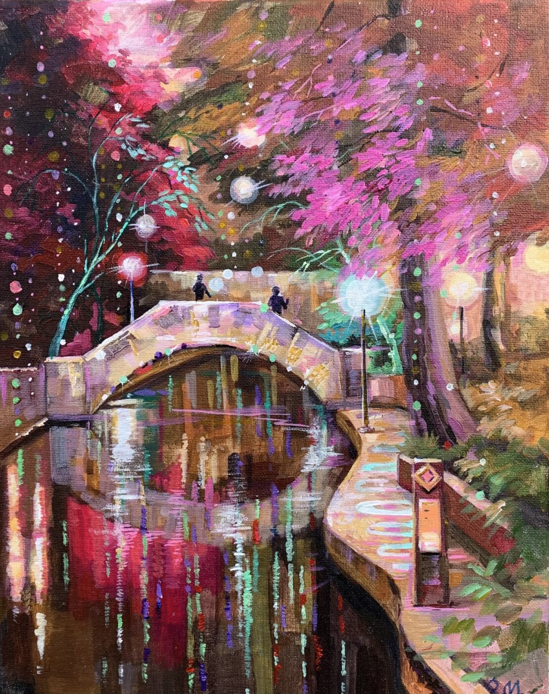 Riverwalk Blush - Olha Mosieieva - 14" x 11" - Oil on Canvas