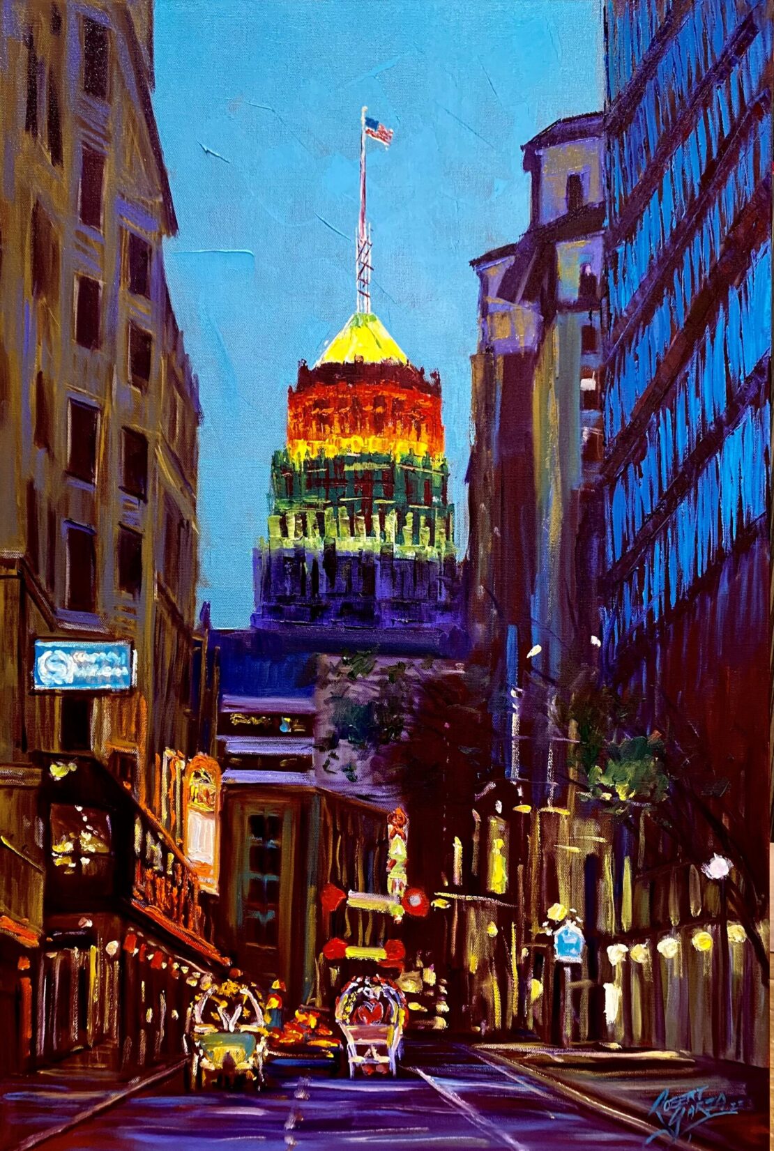 Saturday Night On St Mary's Street- Robert Garza - 36" x 24" - Oil on Canvas