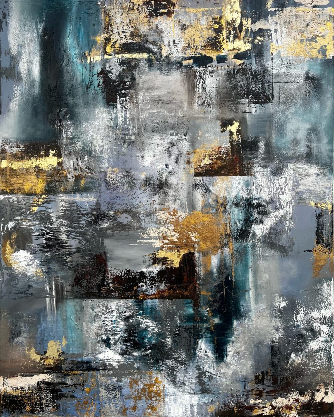 Waterfall - Kim Anguiano - 60" x 48" - Mixed Media on Canvas