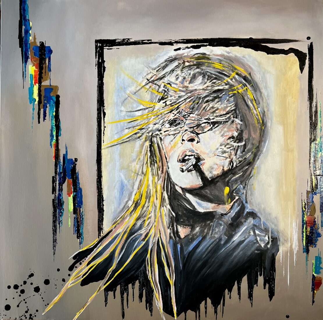 Bardot - Kim Anguiano & Mike Nesloney - 36" x 36" - Mixed Media on Canvas