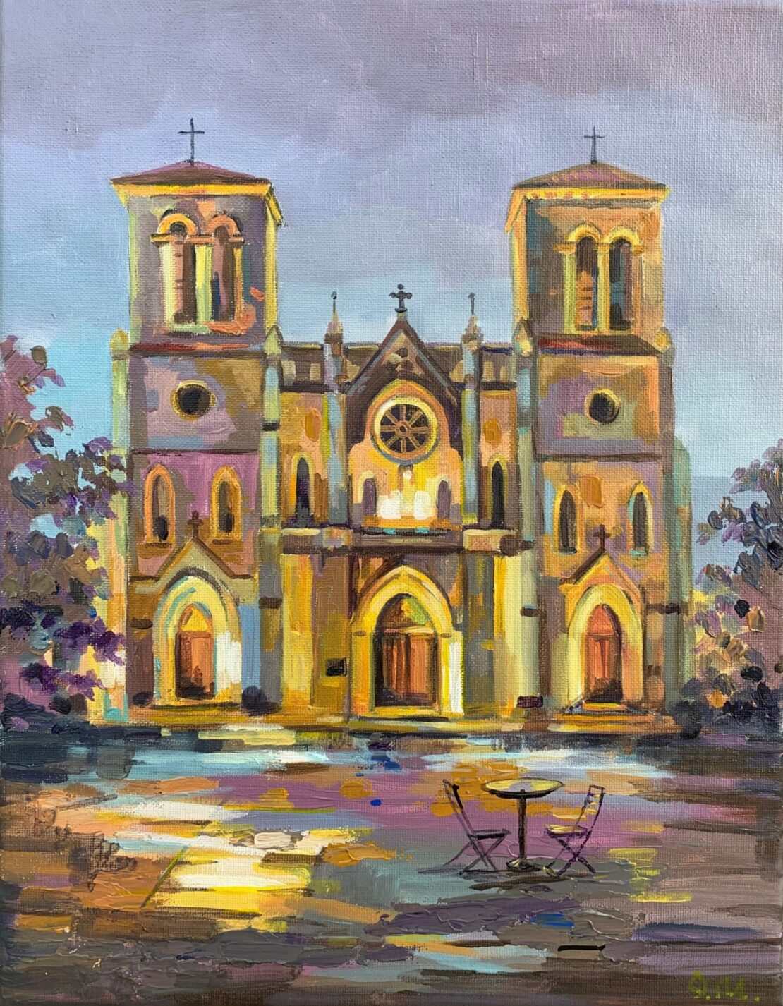 San Fernando Cathedral - Olha Mosieieva - 14" x 11" - Oil on Canvas