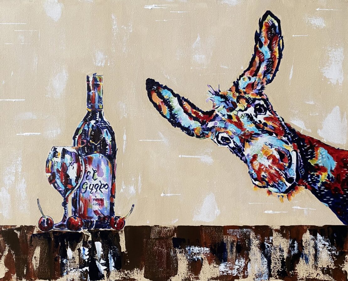 Did Someone Say, More Wine? - Jose Antonio Ayala - 16" x 20" - Acrylic on Canvas