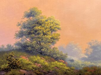 A Cool Day - Al Slavin - 11'' x 14'' - Oil on Canvas (Copy) of a tree on a hill.