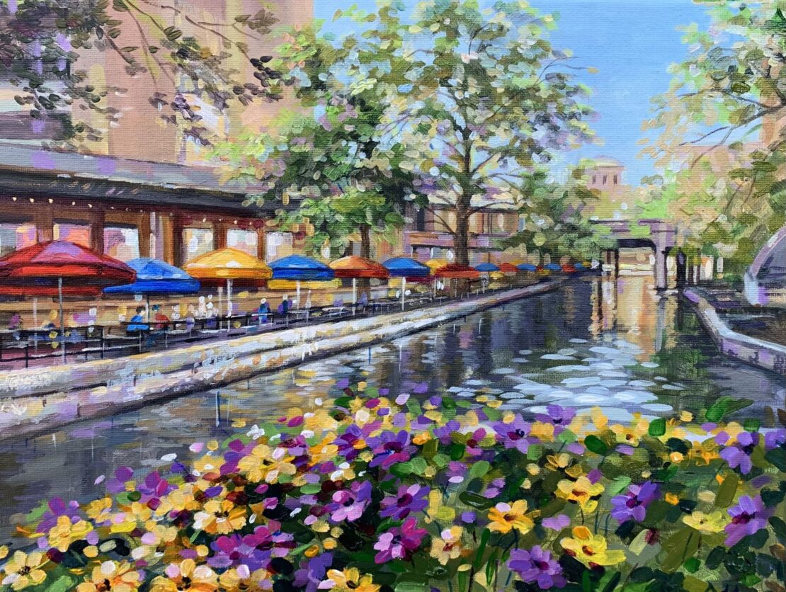 Floral River Walk - Olha Mosieieva - 11" x 14" - Oil on Canvas