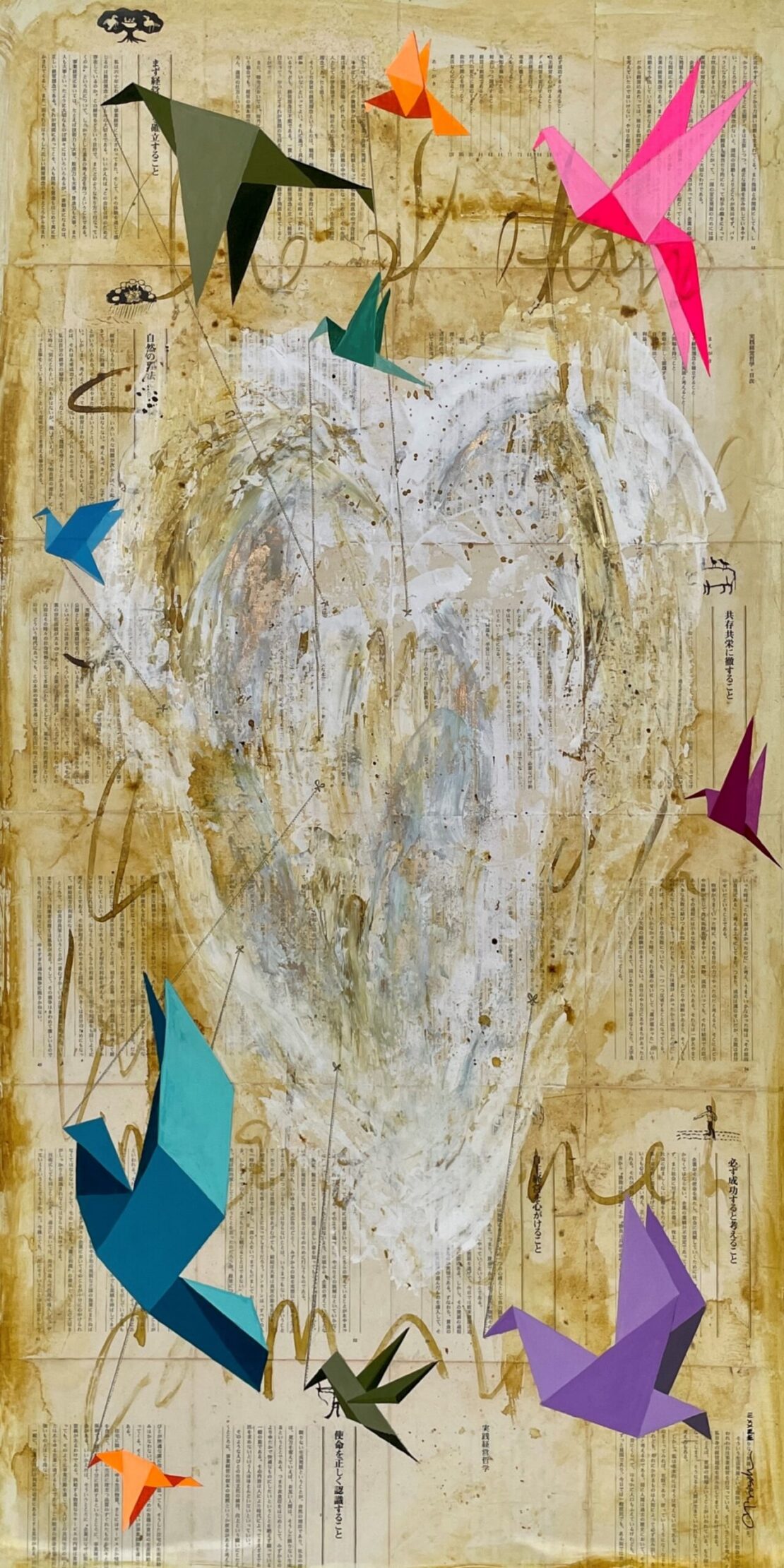 Amigos Luz - Monica Bosch - 48" x 24" - Mixed Media on Wood