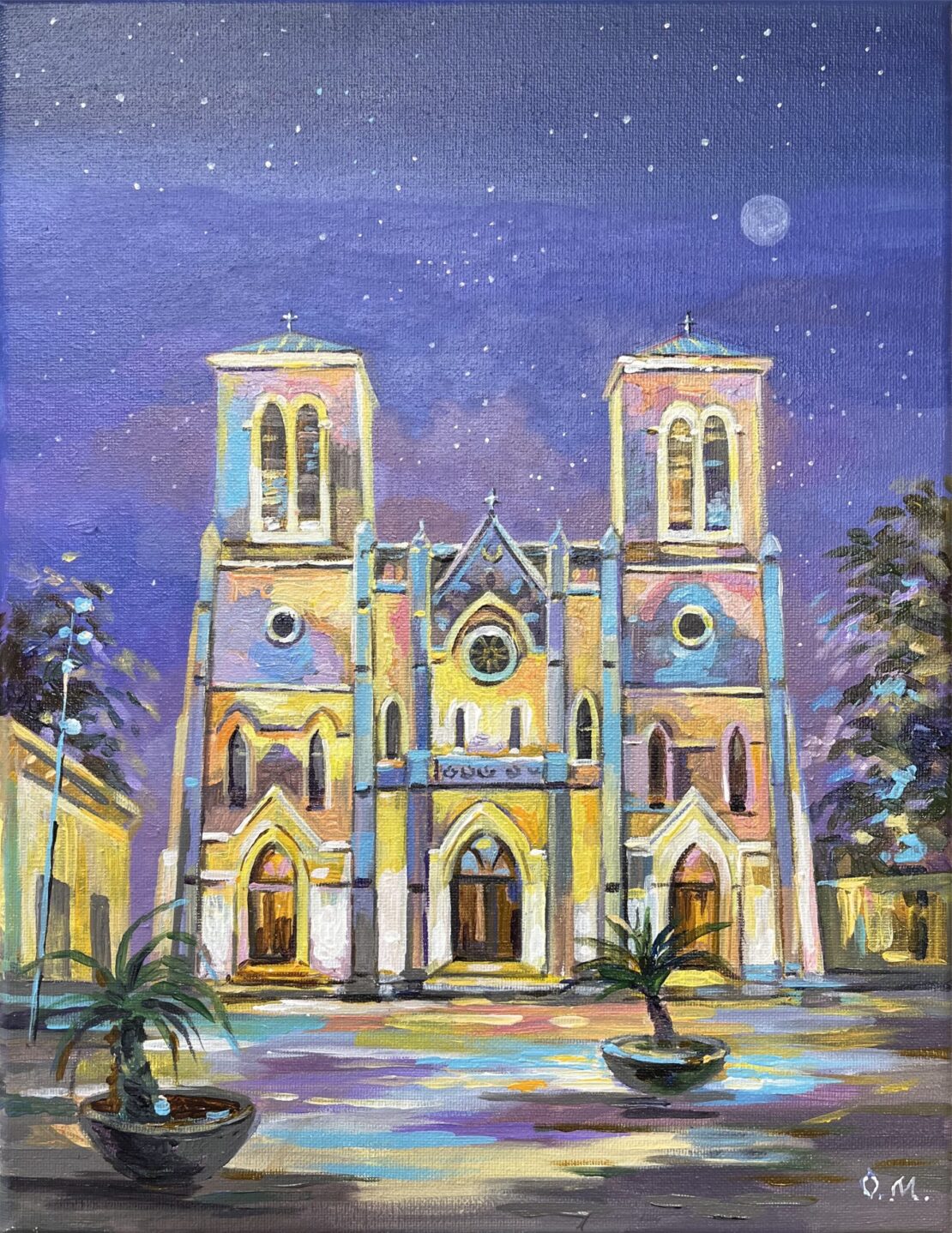 San Fernando Night - Olha Mosieieva - 14" x 11" - Oil on Canvas