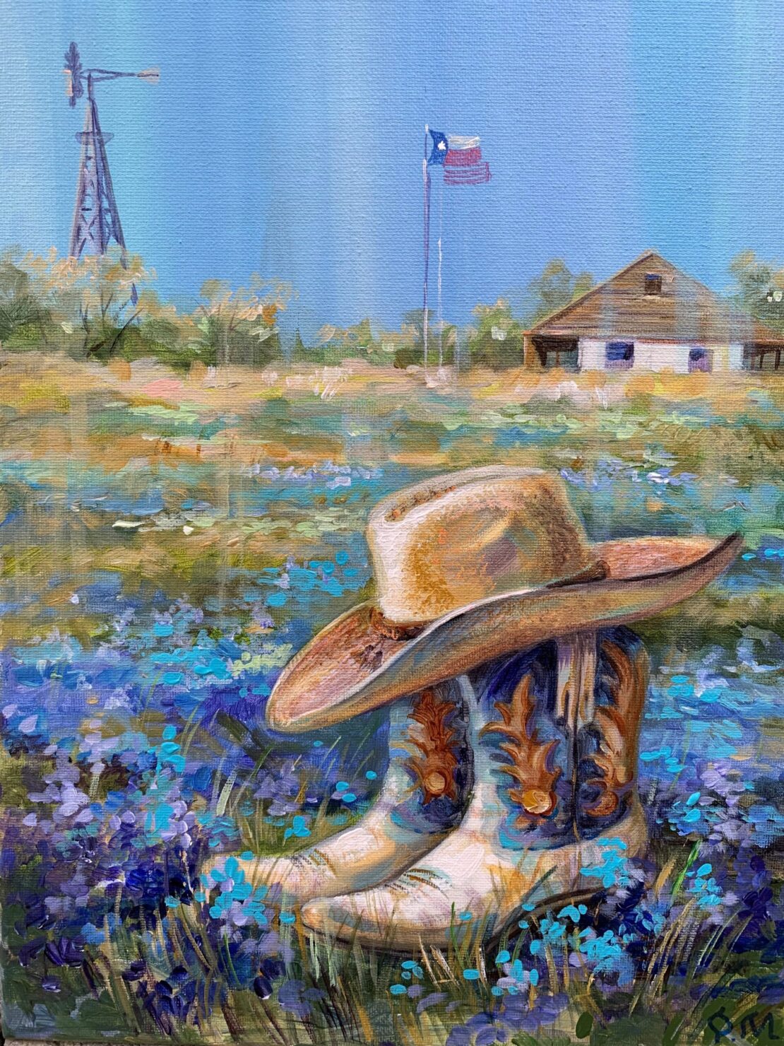 Texas Ranch 2 - Olha Mosieieva - 14" x 11" - Oil on Canvas