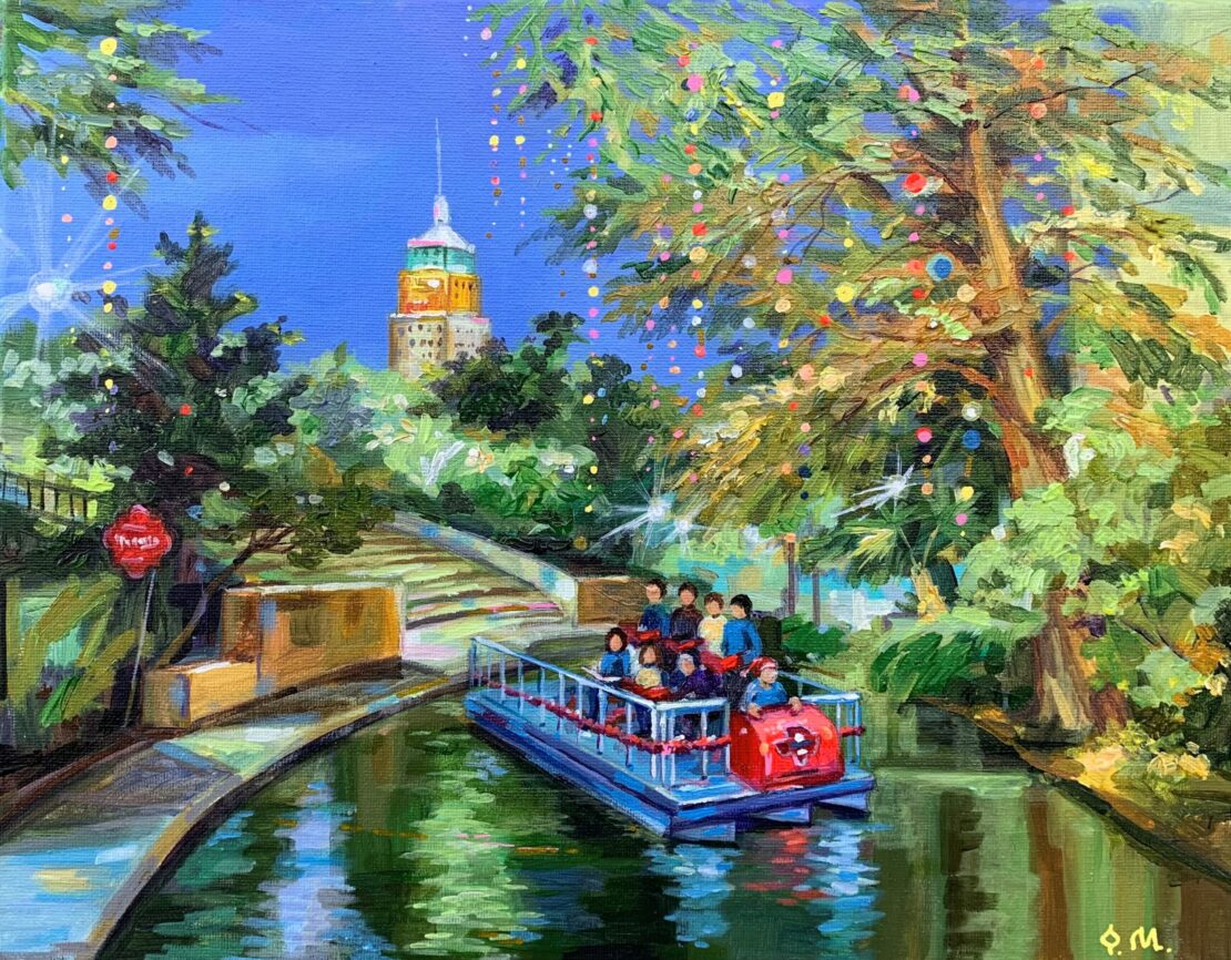 River Walk Boat Ride II - Olha Mosieieva - 11" x 14" - Oil on Canvas