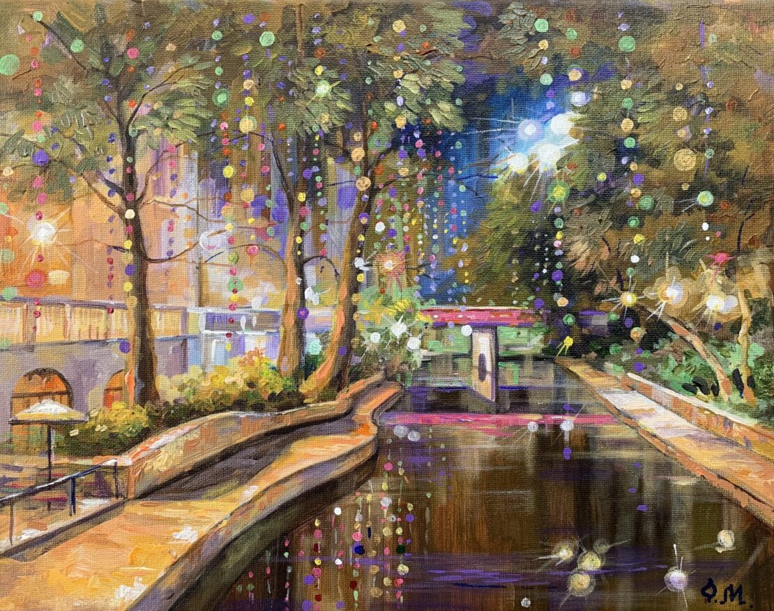 Bright River Walk - Olha Mosieieva - 11" x 14" - Oil on Canvas