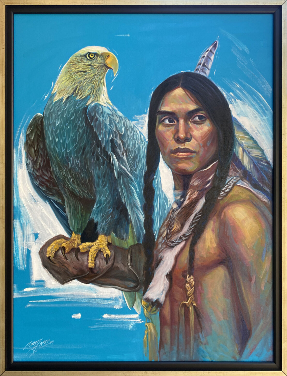 Brother Eagle  -  Robert Garza  - 42.5" x 32.5" - Mixed Media on Canvas