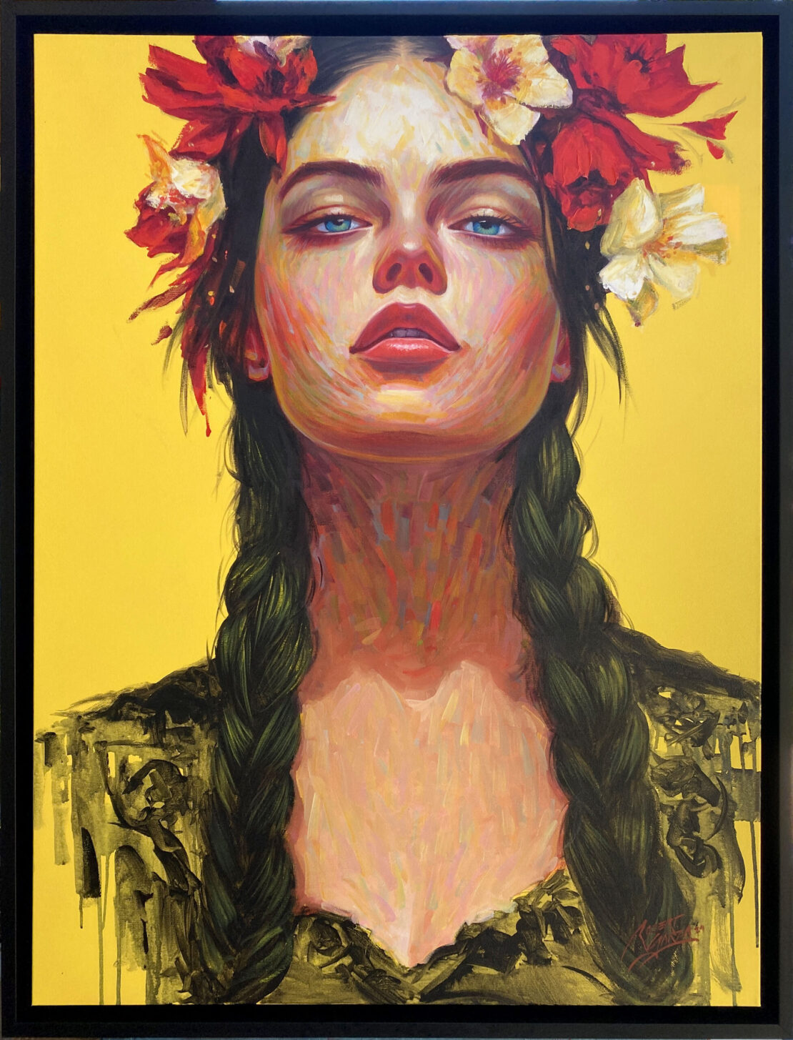 Flower Youth  -  Robert Garza  - 42.5" x 32.5" - Acrylic & Oil on Canvas