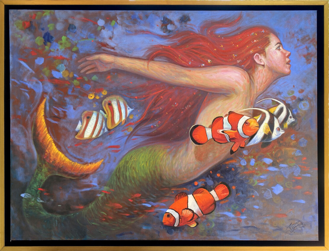 Judith Mermaid  -  Robert Garza  - 32.5" x 42.5" - Oil & Acrylic on Canvas