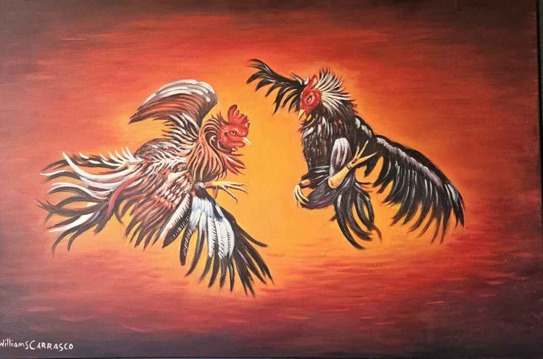 Pelea de Gallos 2  -  Wilian Carrasco  - 24" x 36" - Oil on Canvas