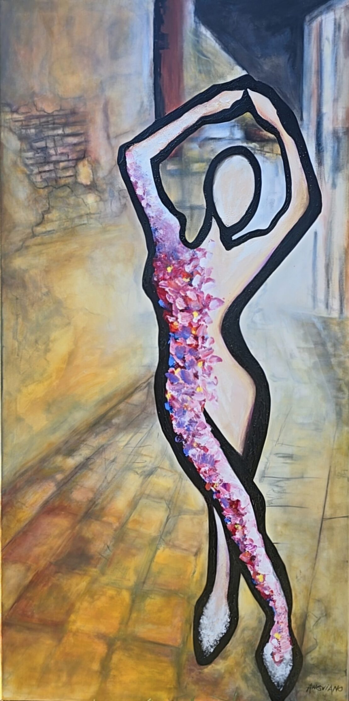 La Serenissima  -  Kim Anguiano  - 48" x 24" - Mixed Media on Canvas