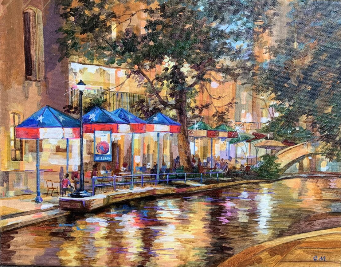 River Walk Bridge III  -  Olha Mosieieva  - 11" x 14" - Oil on Canvas