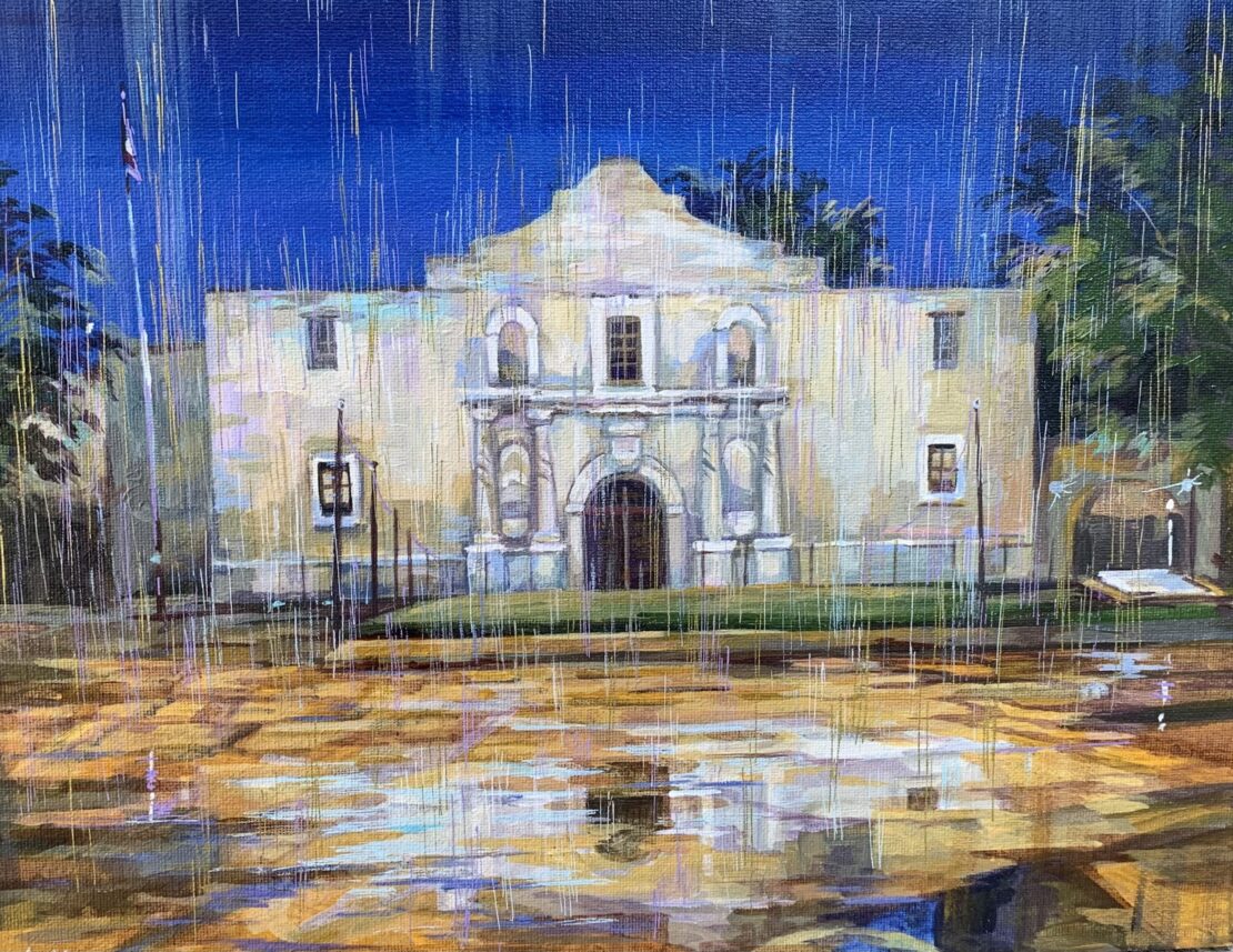 Alamo Rain  -  Olha Mosieieva  - 11 x 14" -  Oil on Canvas