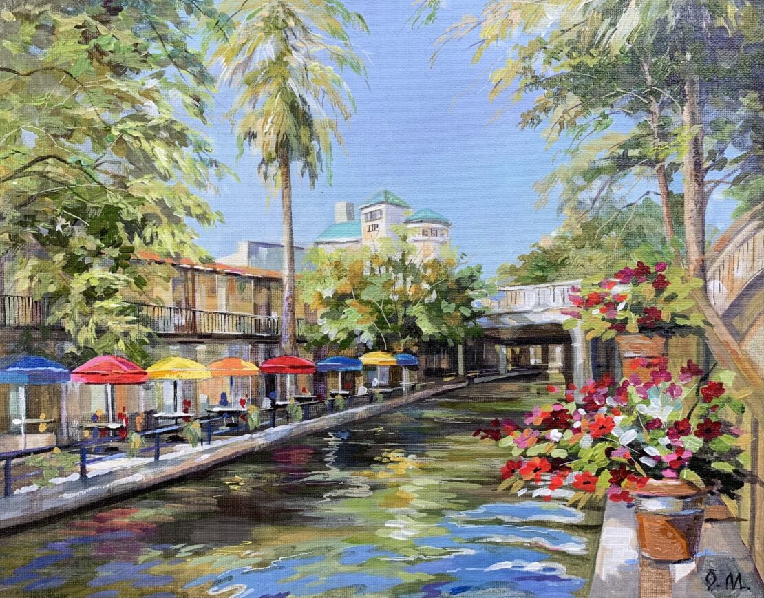 River Walk Bridge IV  -  Olha Mosieieva  - 11" x 14" - Oil on Canvas