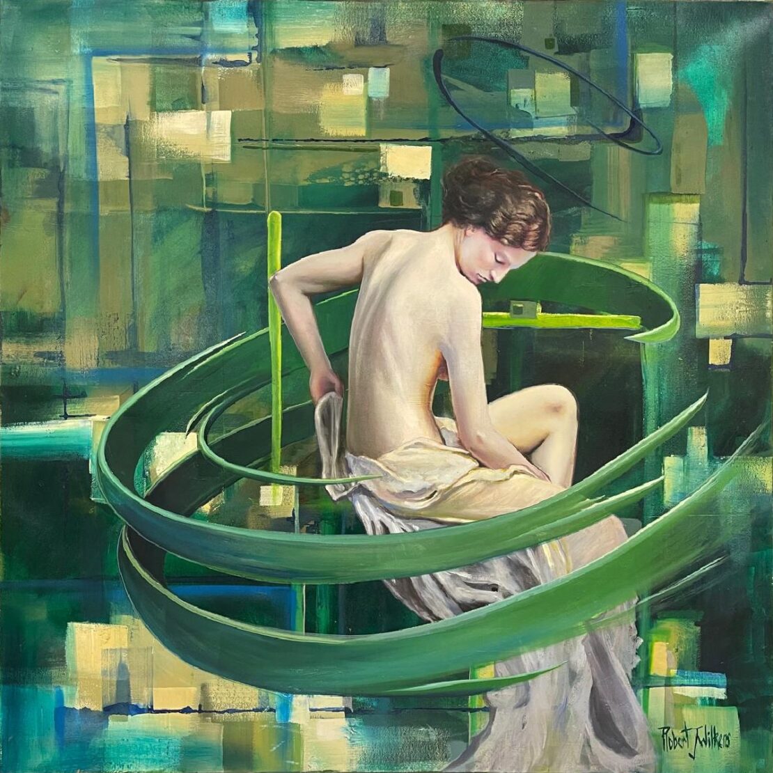 Emerald Reflections  -  Robert J. Wilkens  - 45.25" x 45.25" - Oil on Canvas