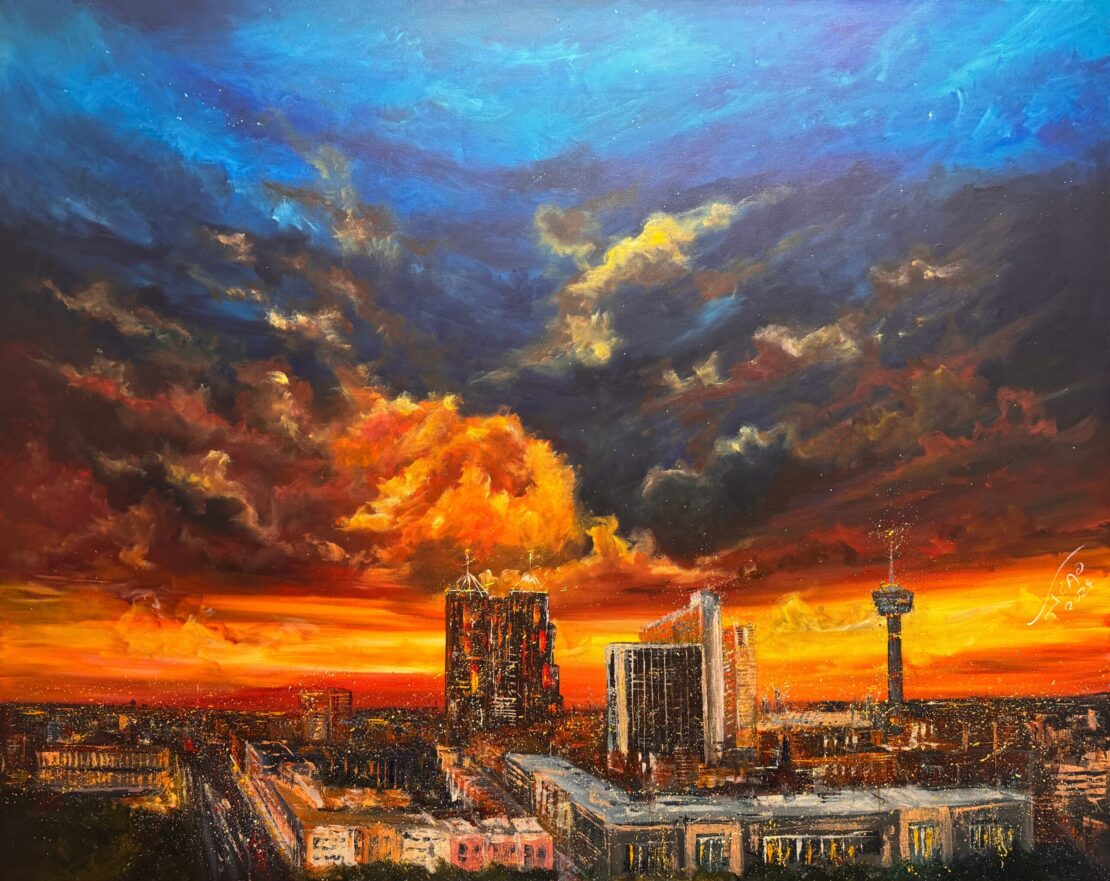 SA Sunset  -  Joao Quiroz  - 48" x 60" - Acrylic on Canvas