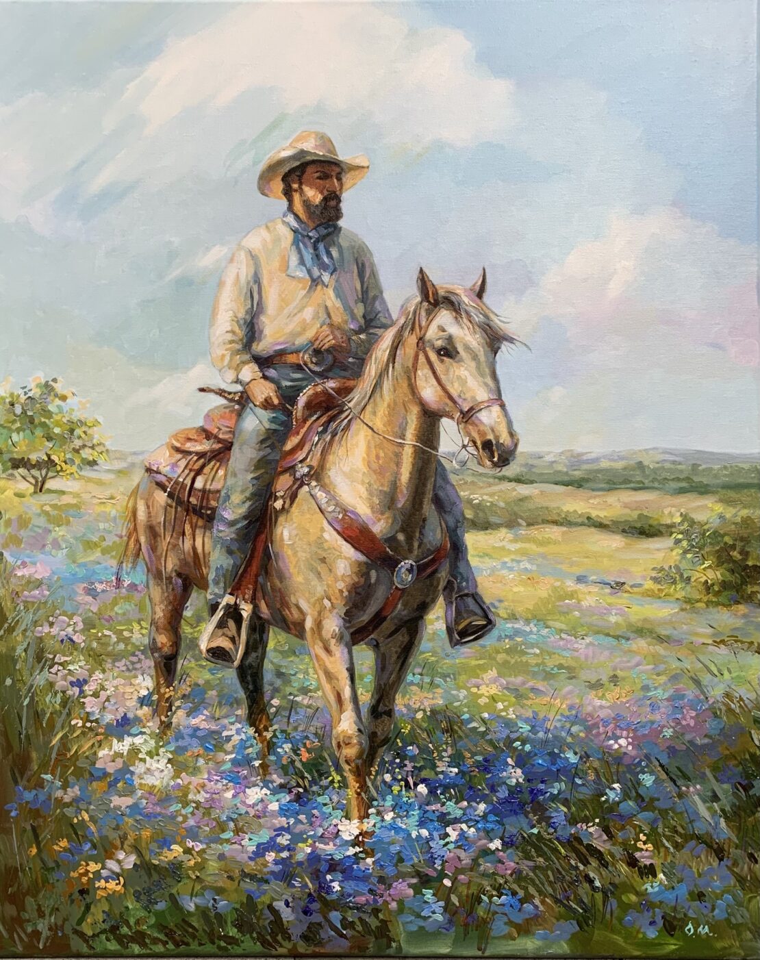 Ride Through the Bluebonnets  -  Olha Mosieieva  - 30" x 24" - Acrylic on Canvas