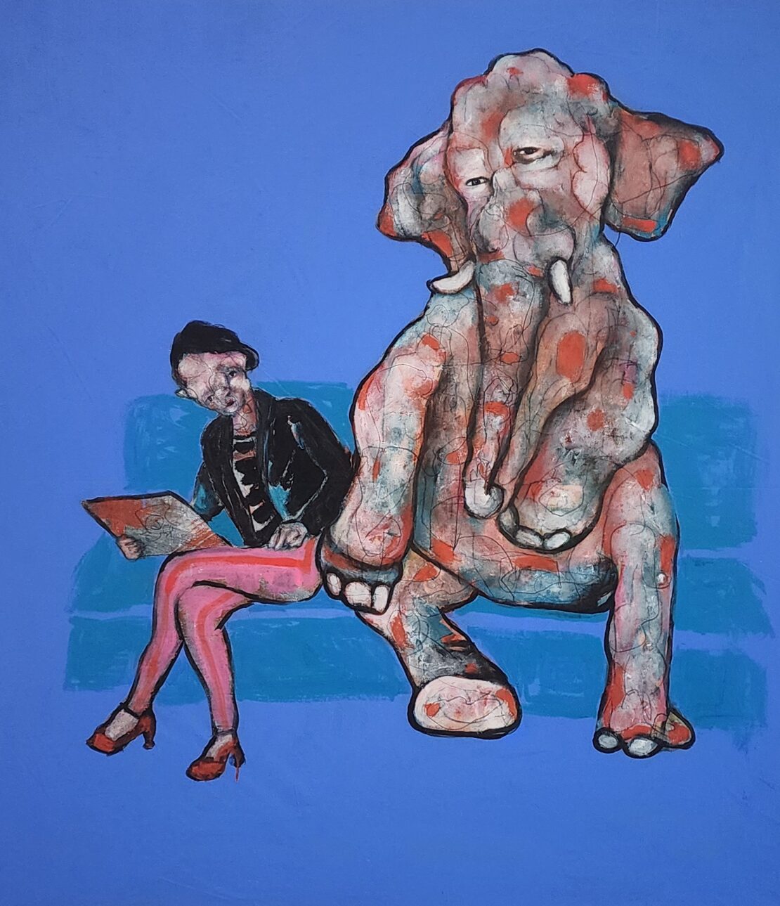 Elephant in the Room  -  RRicardo  - 47" x 43" - Acrylic on Canvas