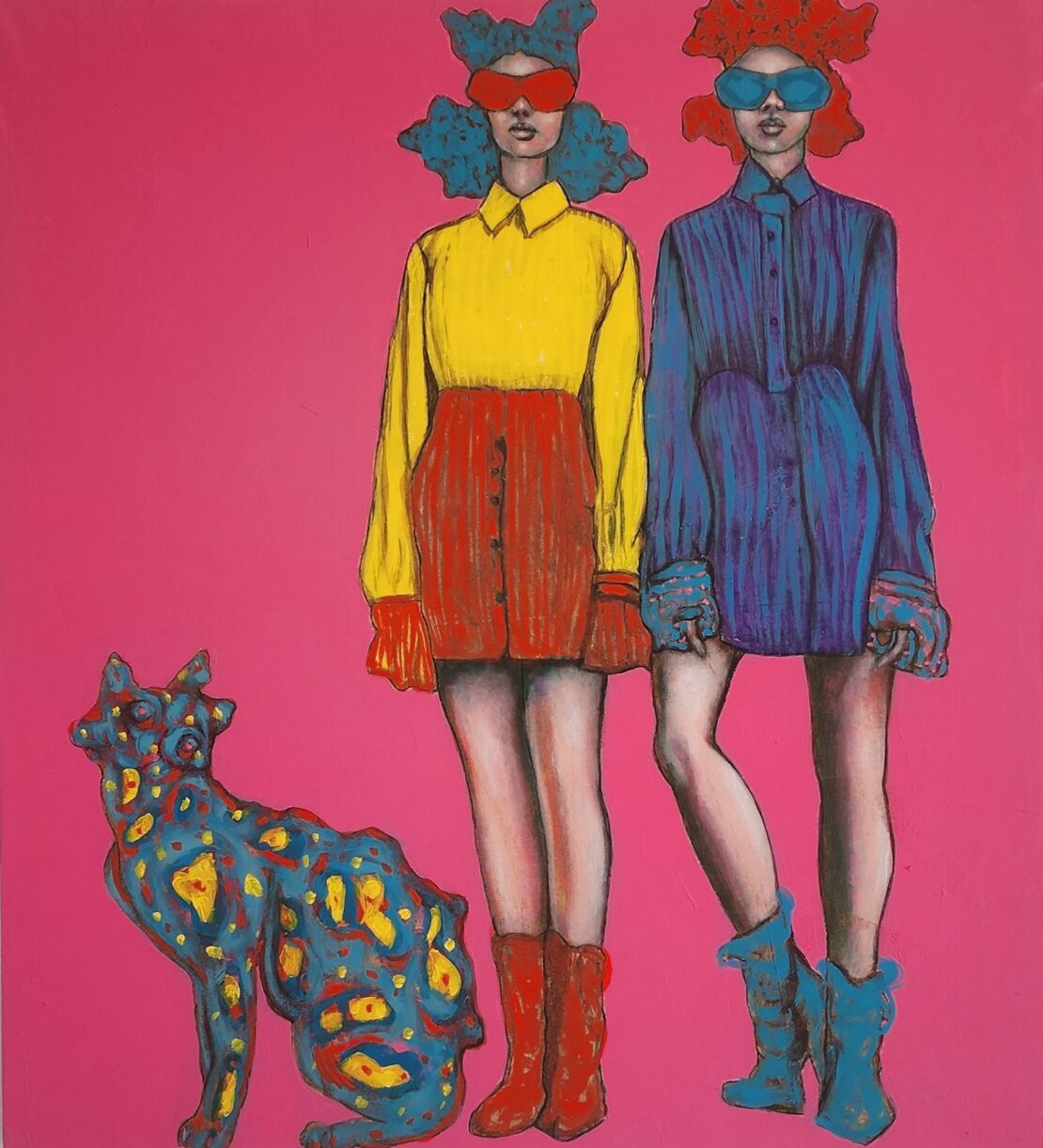 Two Girls  -  RRicardo  - 49" x 44" - Acrylic on Canvas