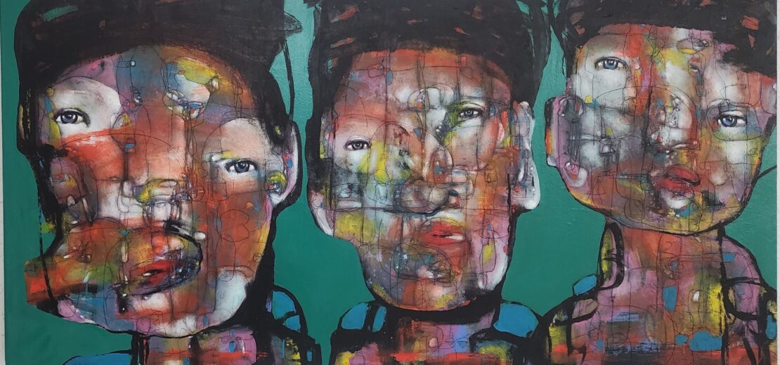 Three Guys  -  RRicardo  - 33.5" x 68.5" - Acrylic on Canvas