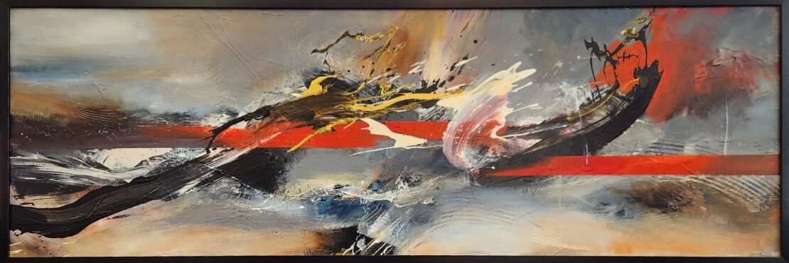 Crimson Horizon  -  Justin McHenry  - 26" x 74" - Acrylic on Canvas