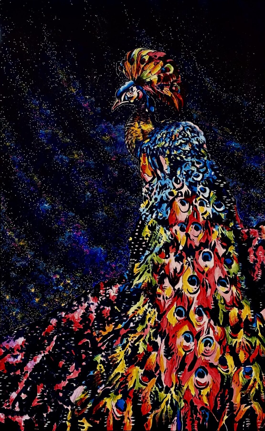 Regal Peacock  -  Jose Antonio Ayala  - 48" x 30" - Acrylic on Canvas Gallery Wrapped