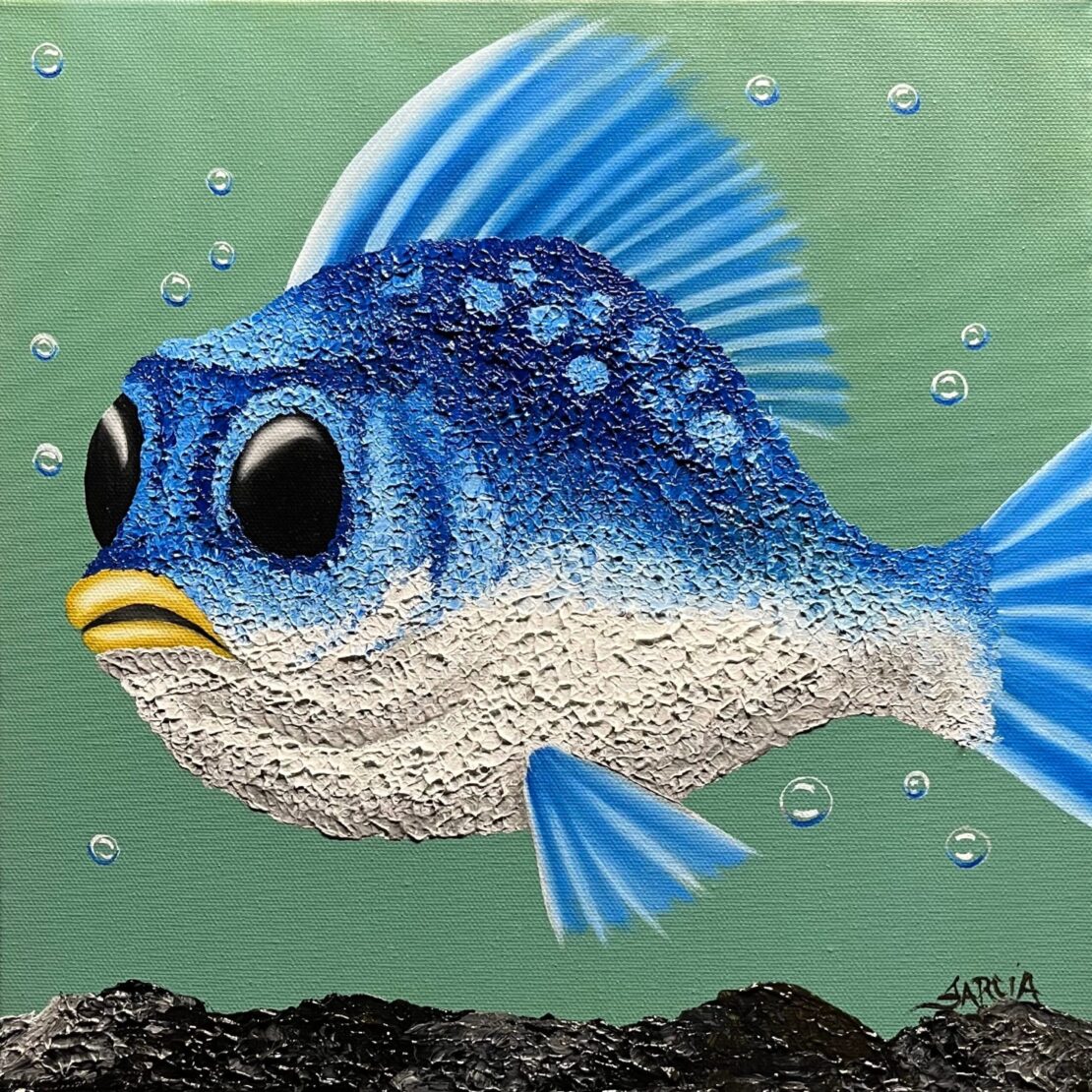 Blue Guppy  -  Antonio (Tony) Garcia  - 12 x 12" -  Oil on Canvas