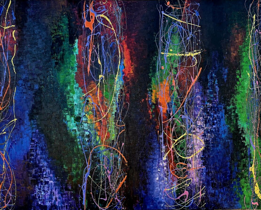 Light Up The Night  -  Kim Anguiano  - 48 x 60" -  Mixed Media on Canvas