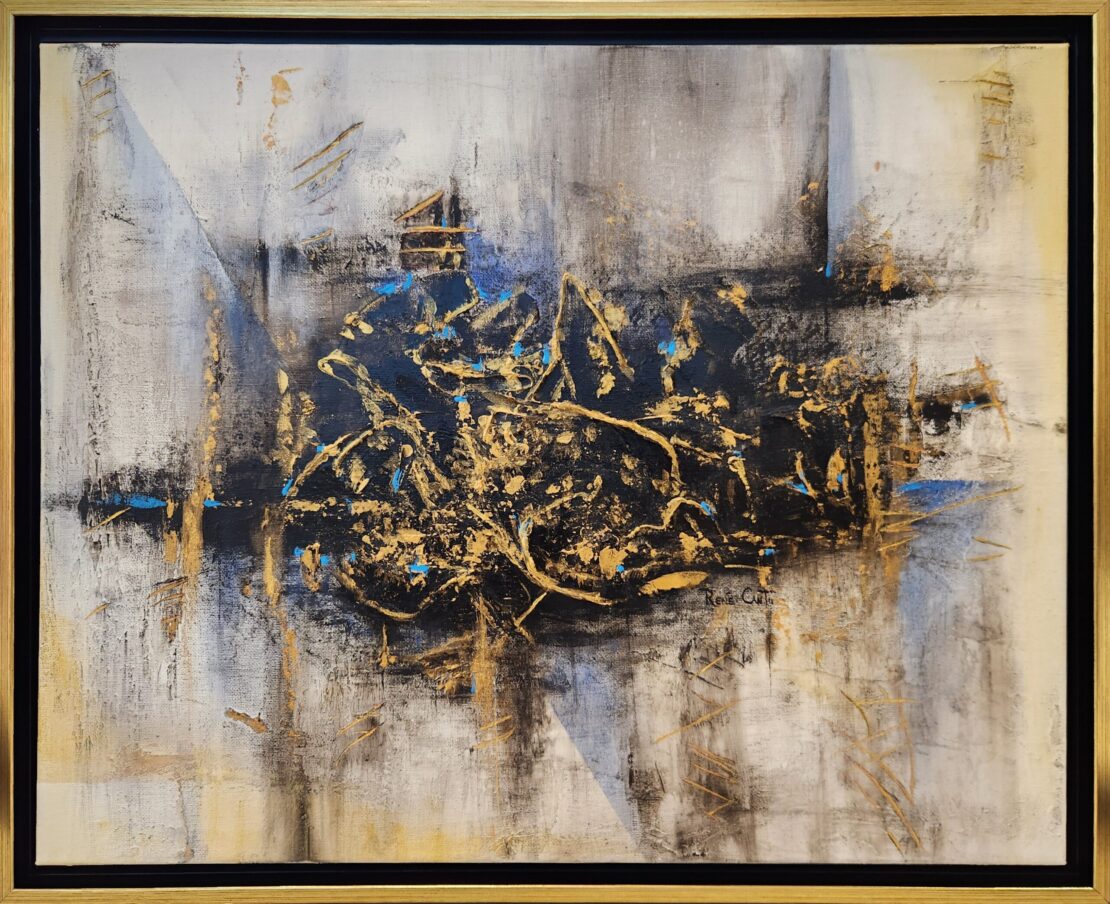 Golden Reverberations  -  Rene Cantu  - 17.5 x 21.5" -  Acrylic on Canvas