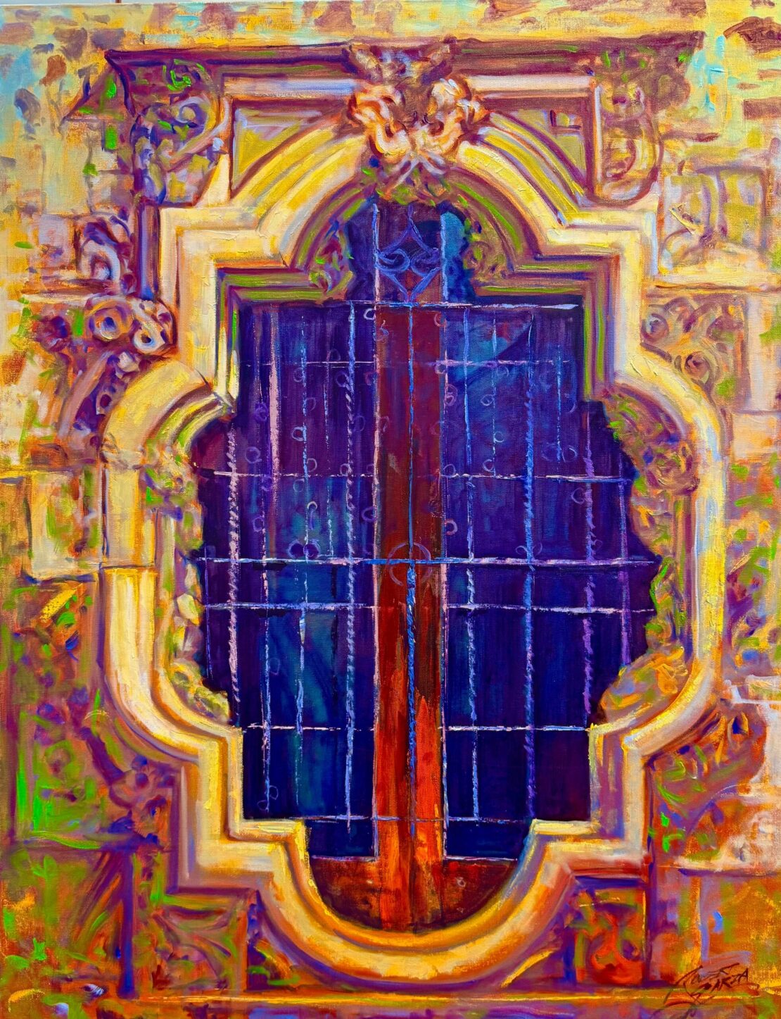 Rose Window  -  Robert Garza  - 40 x 30" -  Oil & Acrylic on Canvas