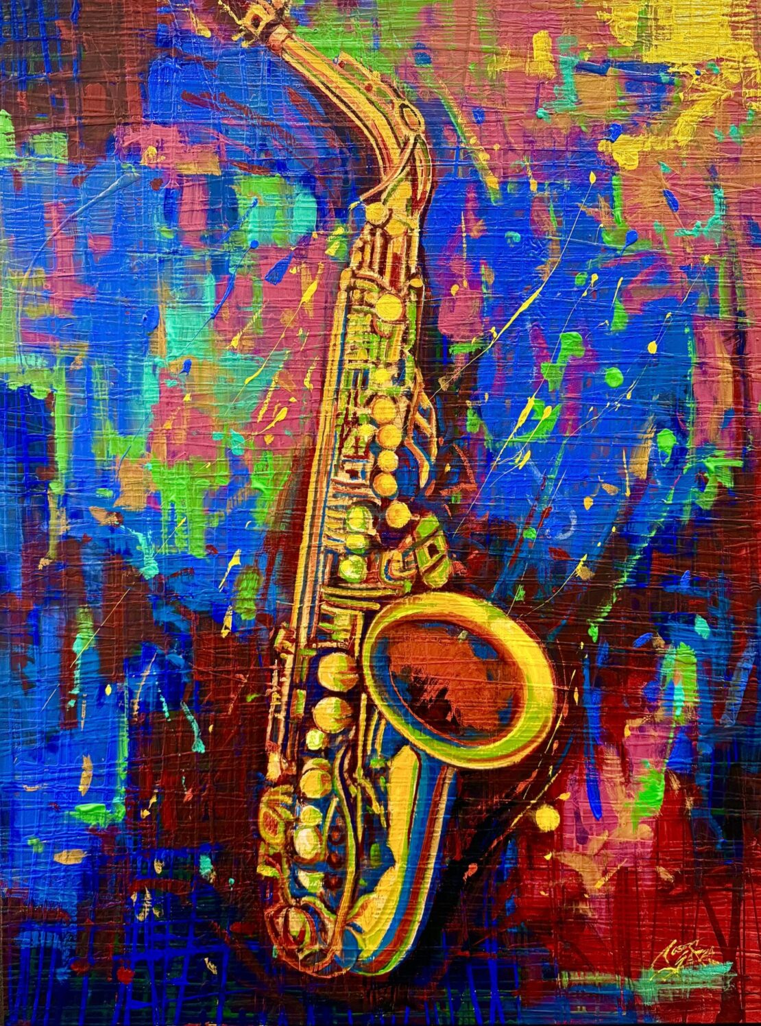 Passionate Melody  -  Robert Garza  - 48 x 36" -  Mixed Media on Canvas